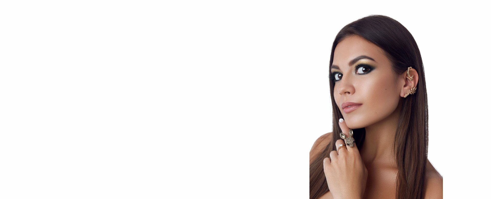 woman showing her make up